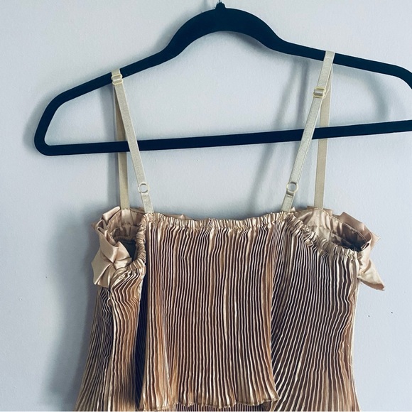 Pierre Marie Women's Gold Tank Top Layered Cocktail Mini Dress Size Medium - Picture 9 of 12